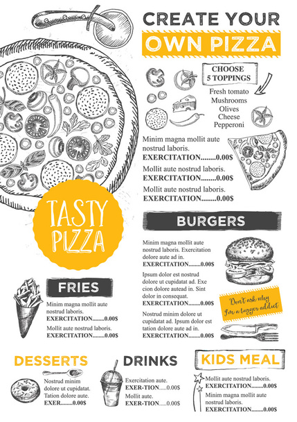 Restaurant menu brochure template  - Vector, Image