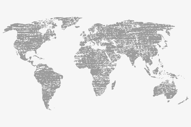 グランジと白の背景にグレーの世界地図 - ベクター画像