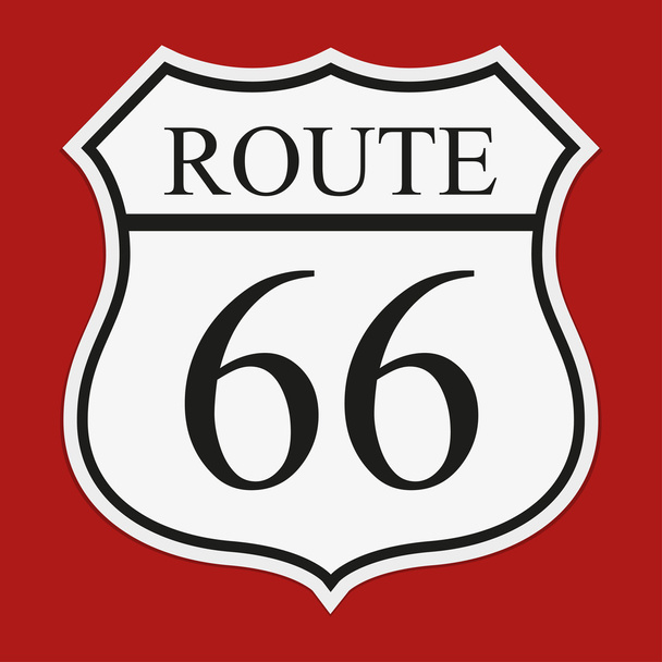 Route 66 symbol se stínem na červeném pozadí - Vektor, obrázek