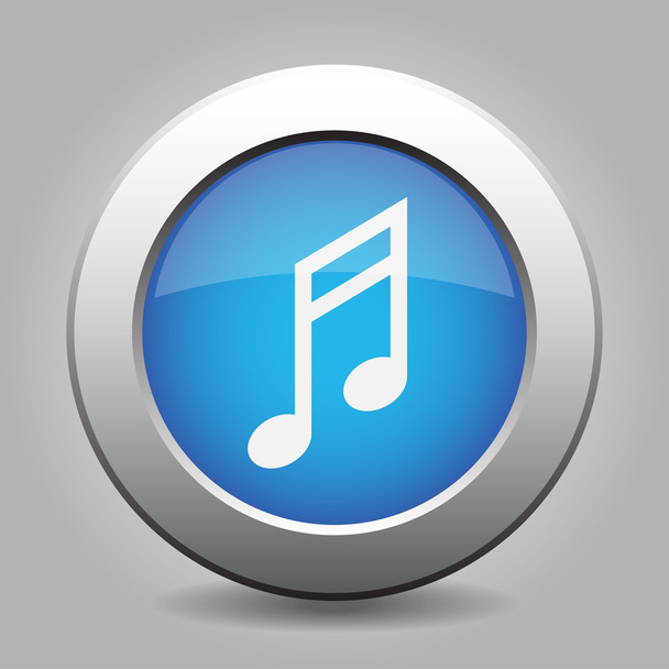 blue metal button with musical note - Vector, Image