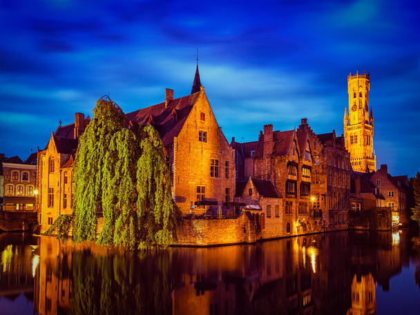 Brugge známý pohled na Bruggy, Belgie - Fotografie, Obrázek