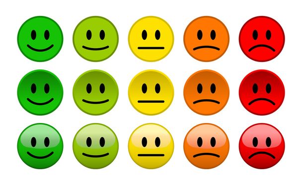 Mood Level Smile Symbole auf weißem Hintergrund - Vektor, Bild