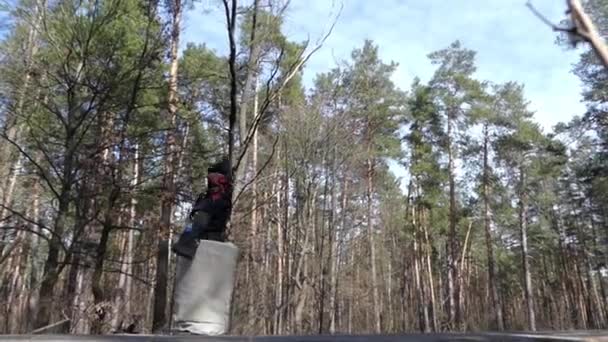 Baba Yaga Flying in the Forest. Show in Costume of Baba Yaga. - Footage, Video