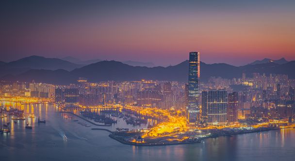 Hong Kong central district skyline and Victoria Harbour view  - Photo, Image