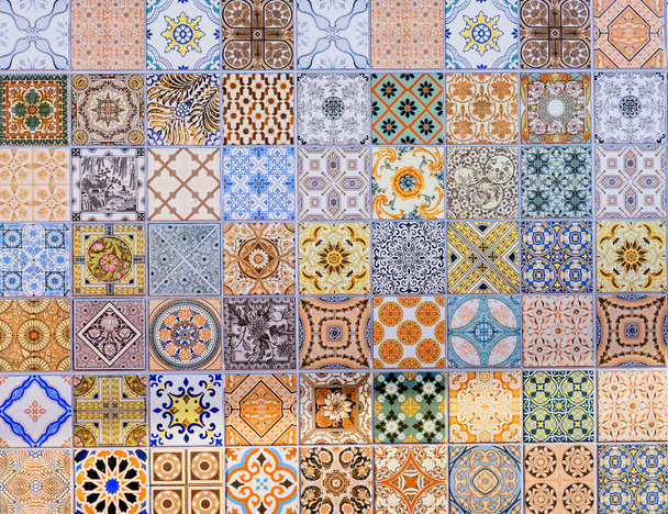 Wall ceramic tiles patterns Mega set from Thailand public park. - Photo, Image