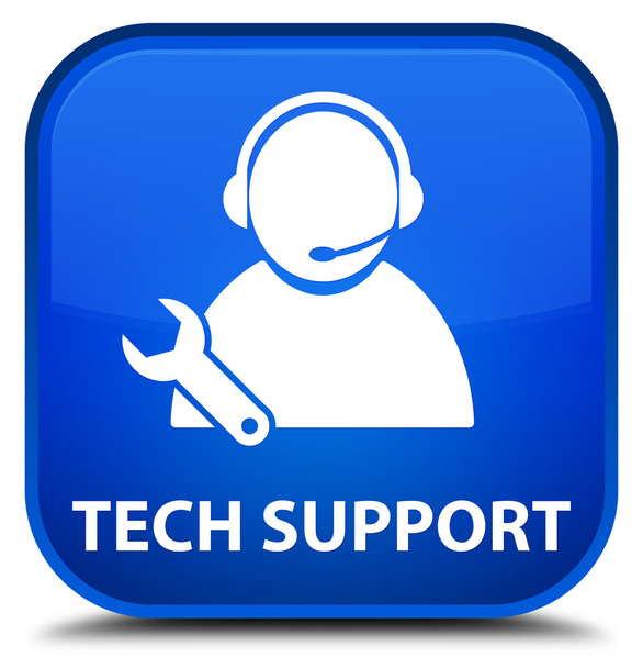 Tech support blue square button - Photo, Image