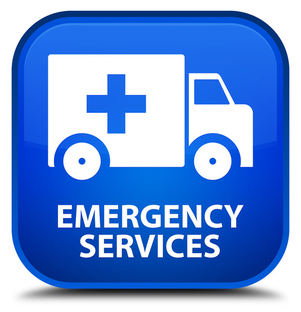Emergency services blue square button - Photo, Image