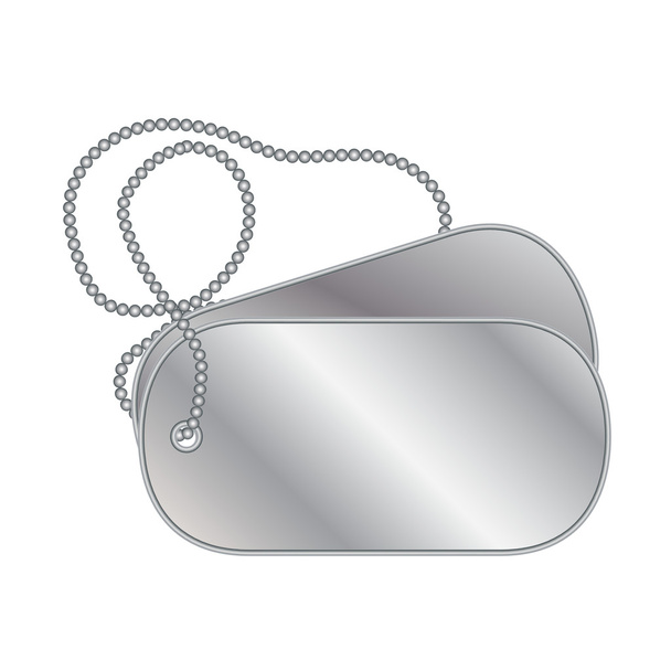 Dog tags with a chain isolated on white background. - Vector, Image