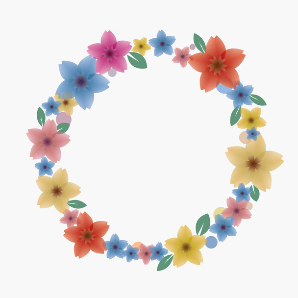 Round frame made of flowers. - Vector, afbeelding