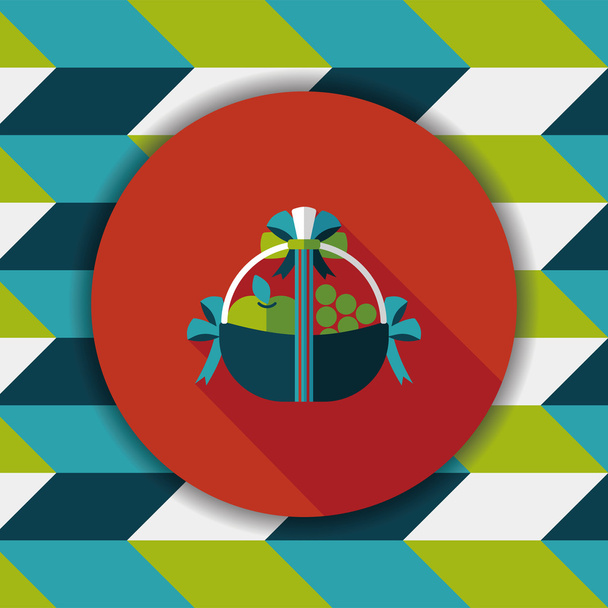Fruit gift baskets flat icon with long shadow,eps10 - Vector, imagen