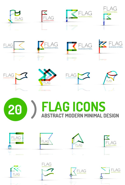 Lippu kuvake logo asettaa, lineaarinen muotoilu
 - Vektori, kuva