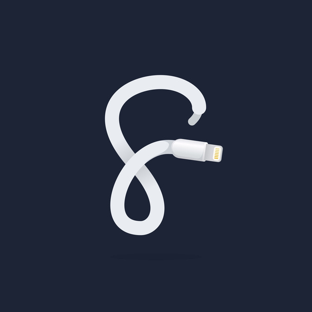 F harf logo yıldırım kablo ile kurulan. - Vektör, Görsel
