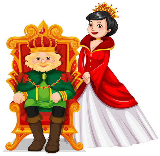 King and queen at the throne - Vector, Image