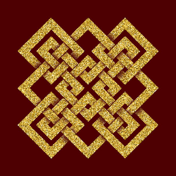 Golden glittering logo symbol in cruciform maze form - Vector, Image