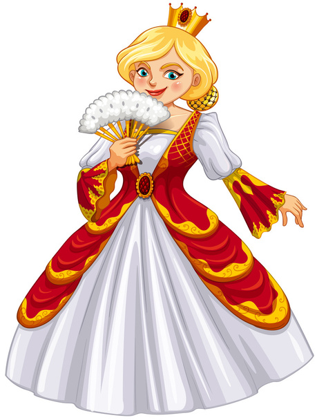 Queen wearing red gown - Vector, Image