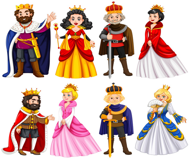 Diferentes personajes de rey y reina
 - Vector, imagen