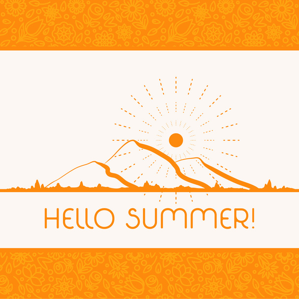 Summer background in trendy linear style  - Vettoriali, immagini