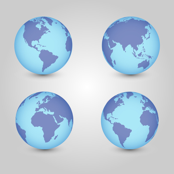 World Map with Globes detailed editable. Vector illustration. - Vector, afbeelding