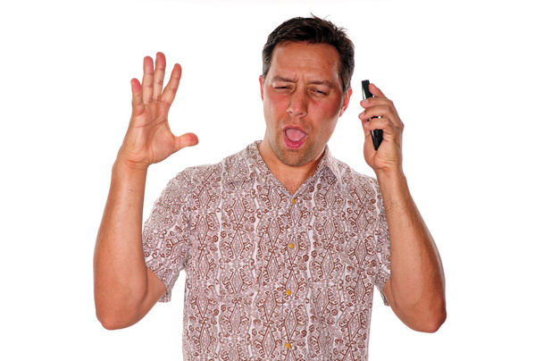 Mann telefoniert wütend - Foto, Bild