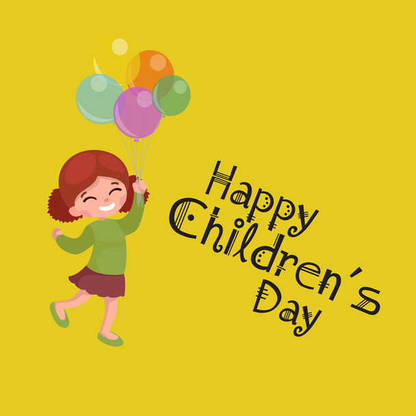 Vector illustration kids playing, greeting card happy childrens day background - Vector, afbeelding