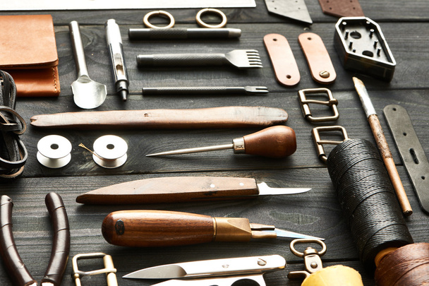 lederen crafting tools - Foto, afbeelding