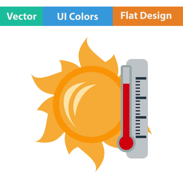 太陽と温度計のアイコン - ベクター画像