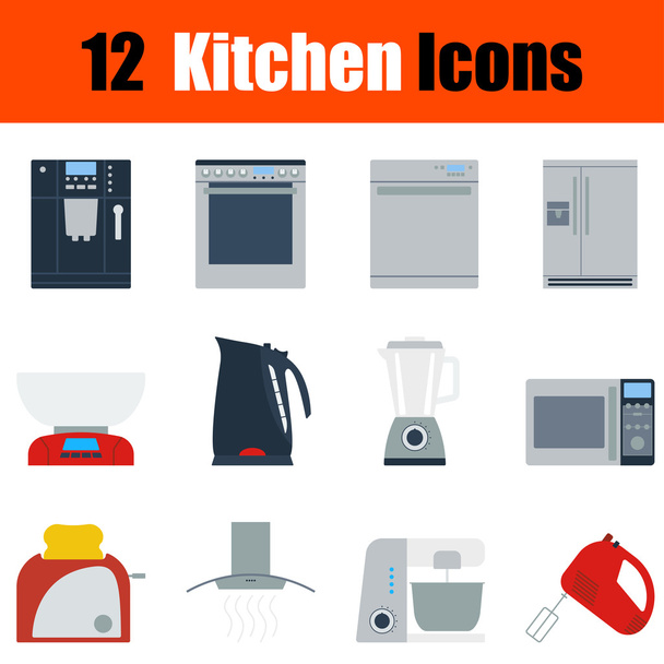 Düz tasarım mutfak Icon set - Vektör, Görsel