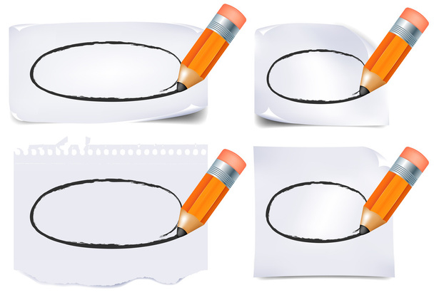 Office Paper Notes And Pen Set - Vector, Image