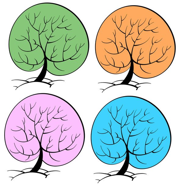 Tree seasons - Vector, Image