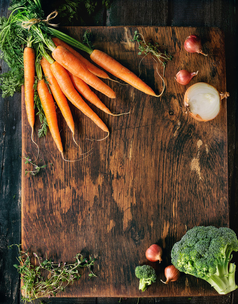 Wooden background with vegetables - Photo, image