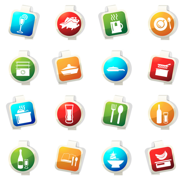 Food and kitchen icons set - Vector, imagen