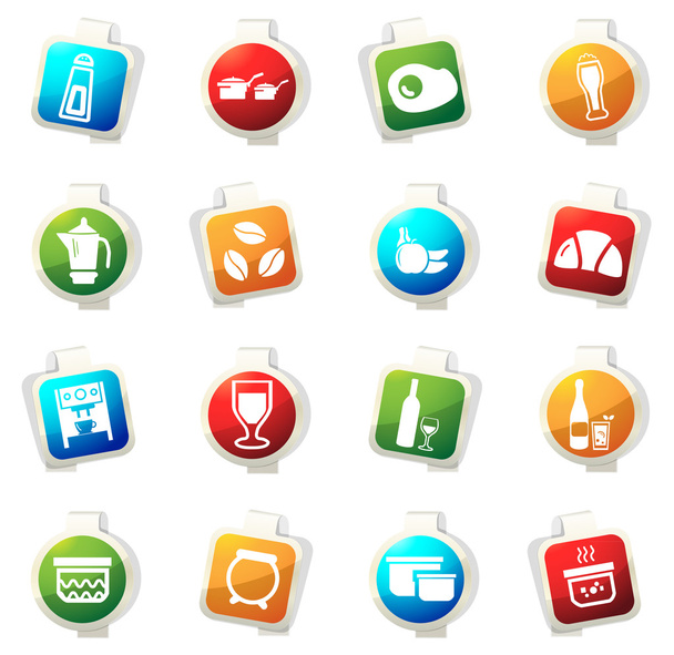 Food and kitchen icons set - Vector, imagen