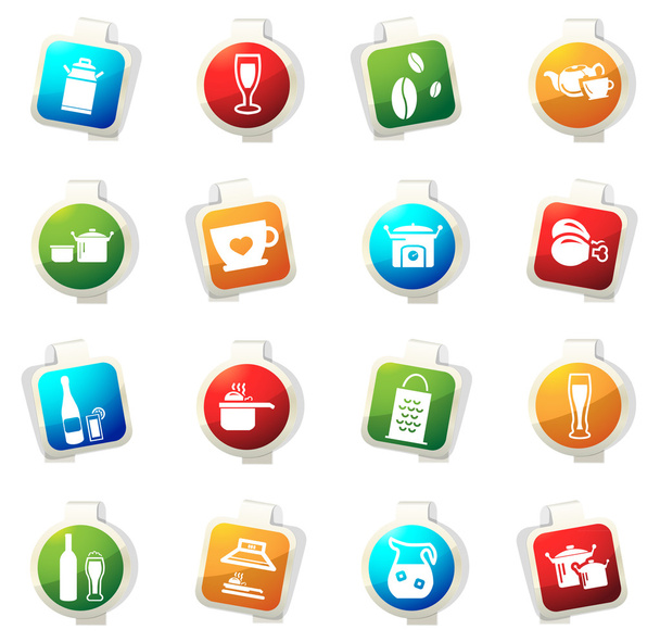 Food and kitchen icons set - Vettoriali, immagini