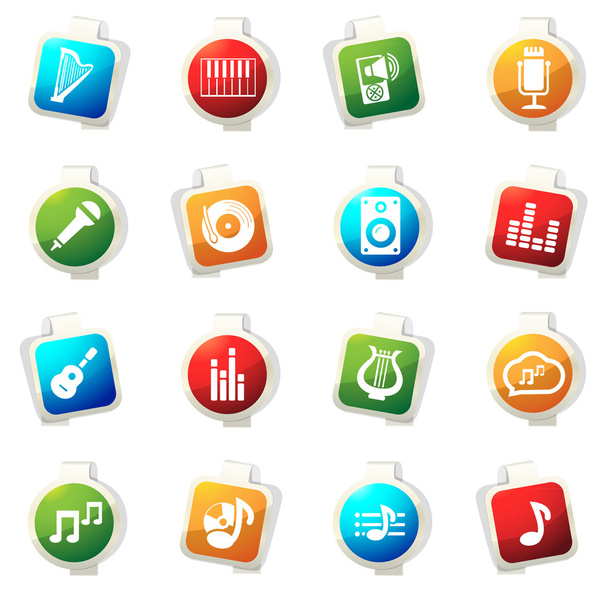 Music icons set - Vector, afbeelding