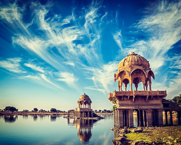 Indian landmark Gadi Sagar in Rajasthan - Photo, Image