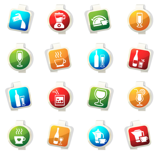 Utensils for the preparation of beverages icons set - Vector, afbeelding