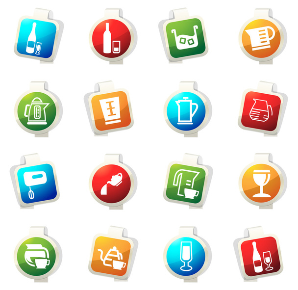 Utensils for the preparation of beverages icons set - Vecteur, image