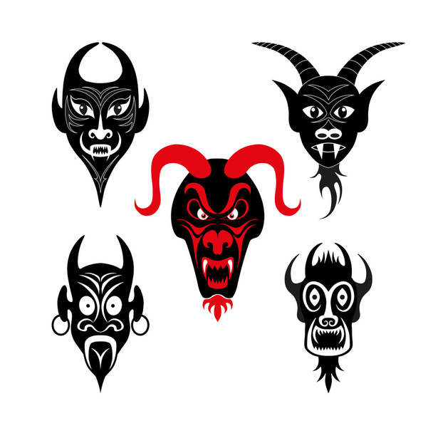 Набор адских персонажей для праздника Хэллоуина
 - Вектор,изображение