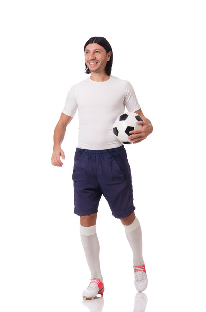 Młody piłkarz odizolowany na białym - Zdjęcie, obraz