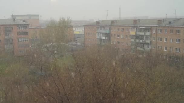 Urban landscape with snowstorm - Кадри, відео