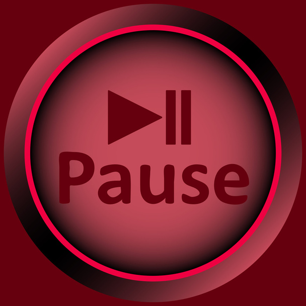 Icono palabra roja pausa y símbolo
 - Vector, imagen