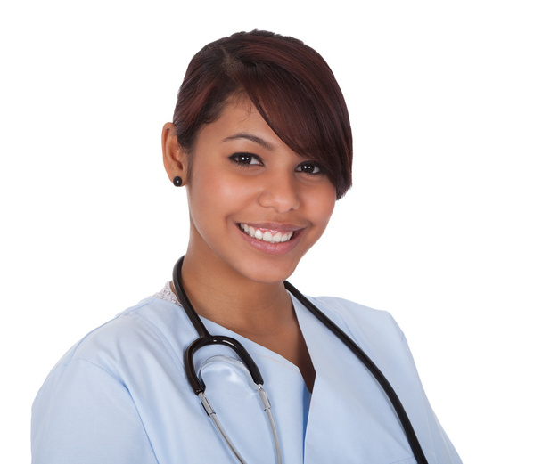 Smiling medical doctor woman with stethoscope - 写真・画像