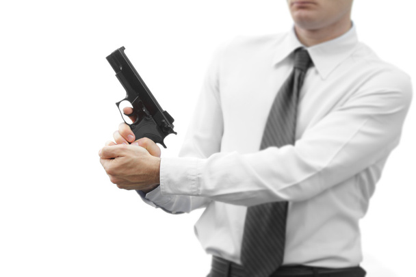 Agresivní obchodník s pistolí - Fotografie, Obrázek