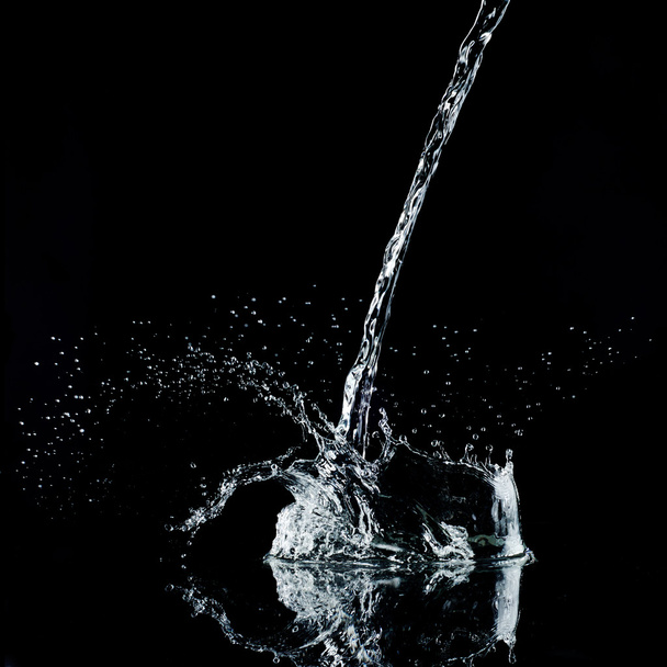 Water splash on black background. Hi-Res 1/8000 sec. Broncolor S - Fotoğraf, Görsel