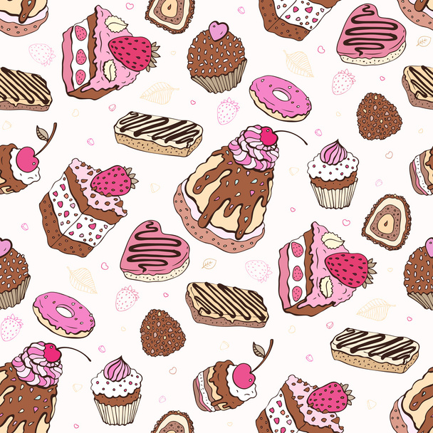naadloze cupcake patroon - Vector, afbeelding