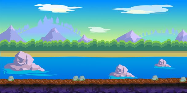 řeka hry pozadí pro 2d hry aplikace - Vektor, obrázek