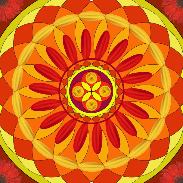 Floral Mandala Drawing - Sacred Circle - Foto, Imagen