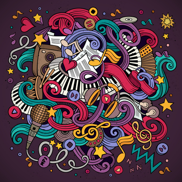Мультяшні мальовані каракулі Музична ілюстрація
 - Вектор, зображення