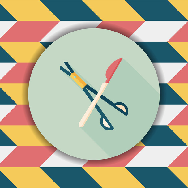 Surgical Instrument flat icon with long shadow - Vector, Imagen