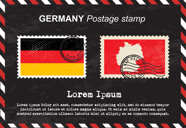 Germany postage stamp, vintage stamp, air mail envelope. - Vector, Image